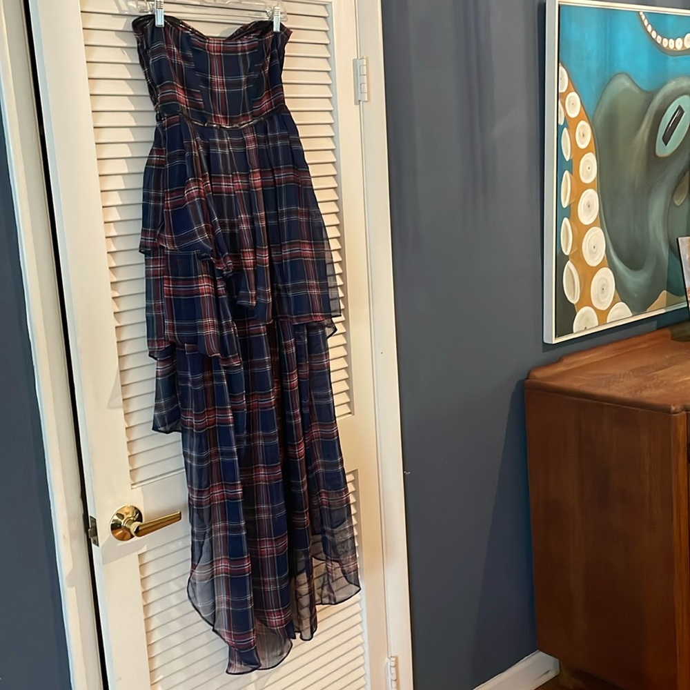 NWT Tov Holy Plaid Strapless Party Hi Low … - Picture 8 of 8